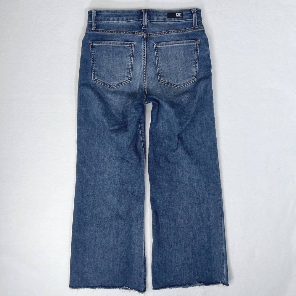 KUT from the Kloth Meg Fab Ab Wide Leg Jeans 2 High Rise 90s Retro Boho Raw Y2K - Picture 3 of 6